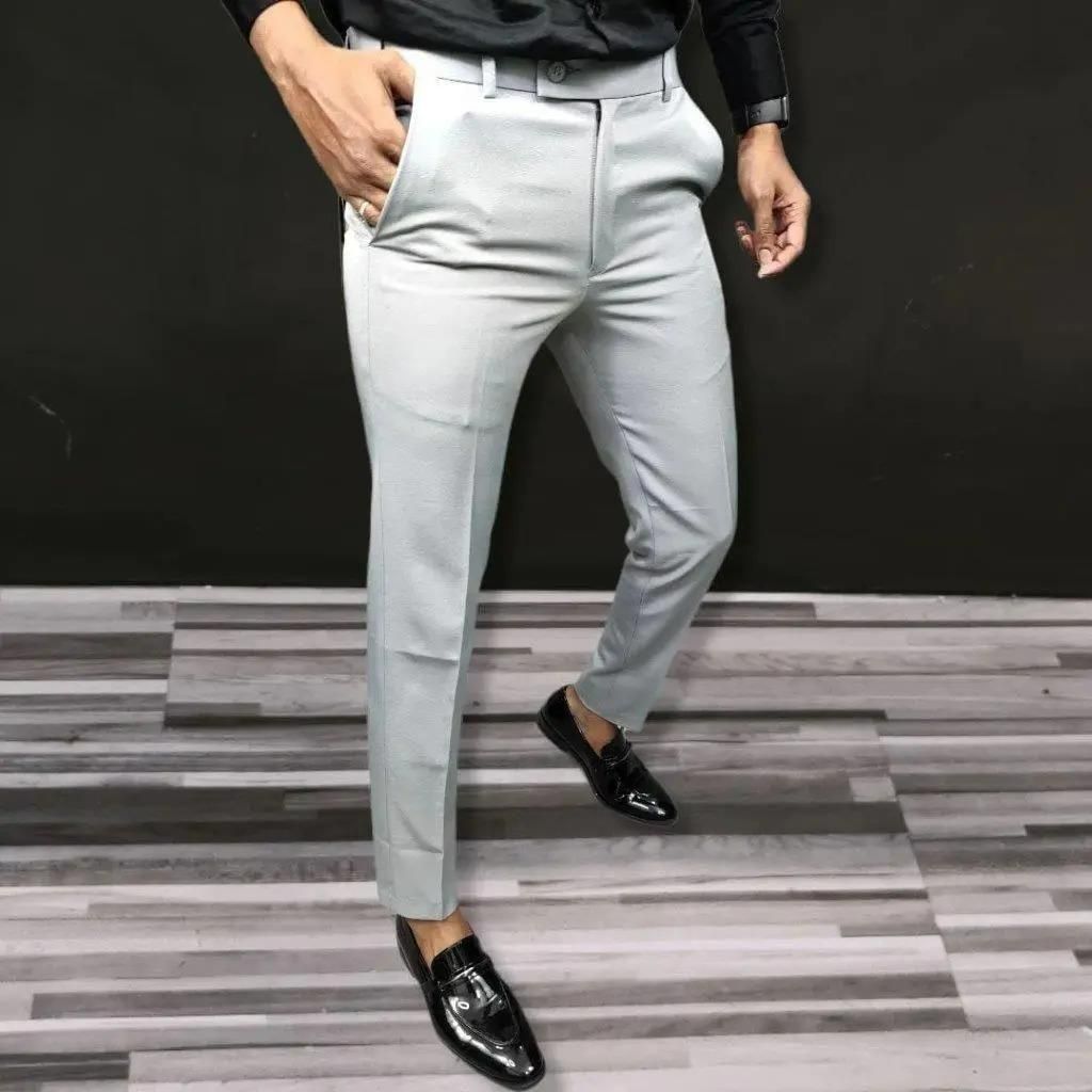 Lycra Ice Cool Summer Slim Fit Mens Formal Trouser Pack of 2 ( Black + Grey )