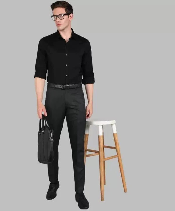 Combo of Lycra Solid Slim Fit Mens Formal Trouser (Pack of 2)