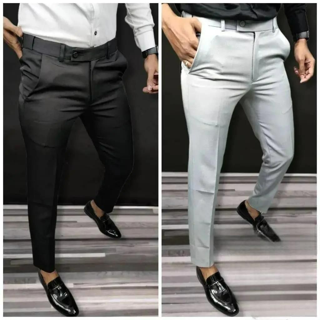Combo of Lycra Solid Slim Fit Mens Formal Trouser (Pack of 2) – My Store